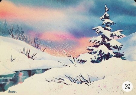 Рисование акварелью зима