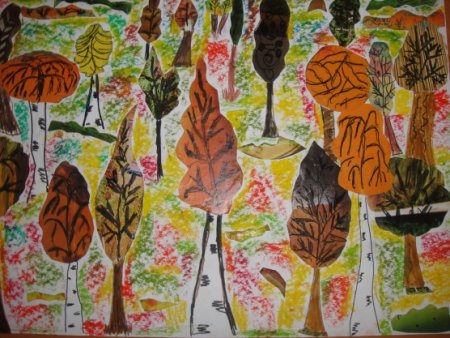 Осенний коллаж из цветной бумаги