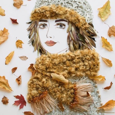Портрет осени из природных материалов