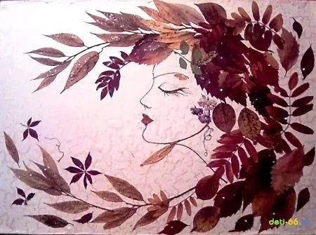 Прическа из листьев аппликация