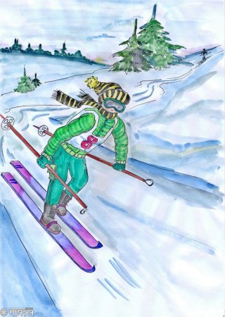 Лыжник рисунок