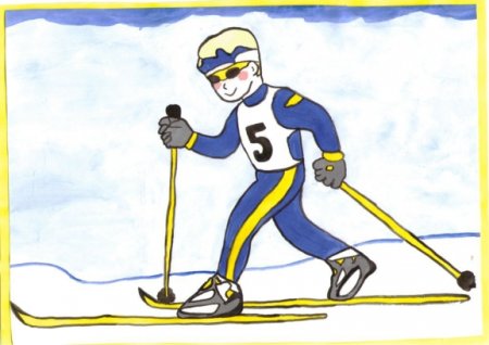 Рисование для детей зимний спорт