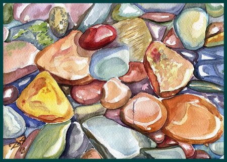 Камни акварелью