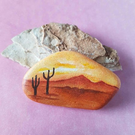 Рисование на камнях закат