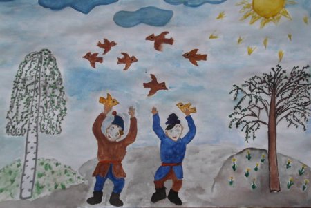 Встреча весны рисунок