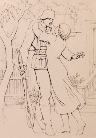 Солдат и девушка рисунок карандашом