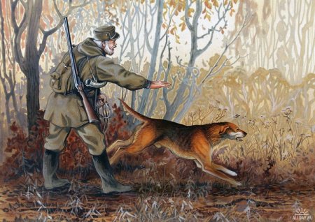 Гравюра на охотничью тематику