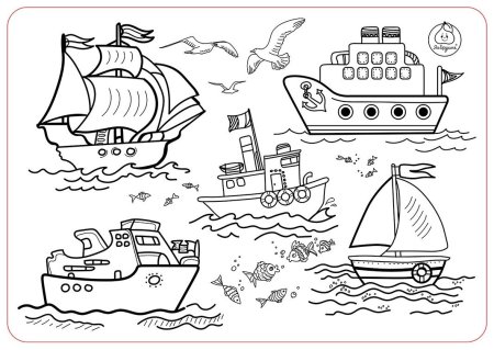 Раскраска водная транспорт