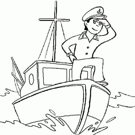 Раскраска моряк на корабле