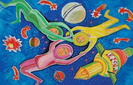 Космонавт красками