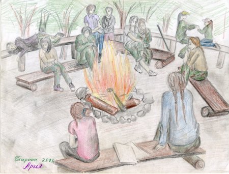 Лагерь рисунок карандашом