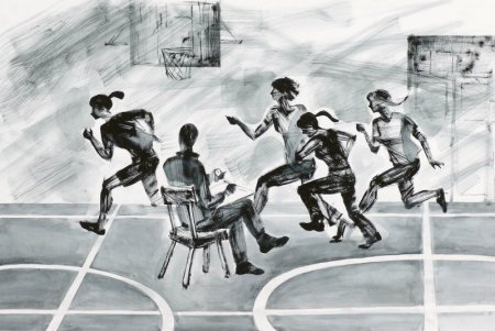 Многофигурная композиция людей в движении