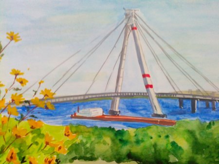 Октябрьский мост Череповец вектор