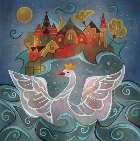 Петриковская роспись Царевна-лебедь