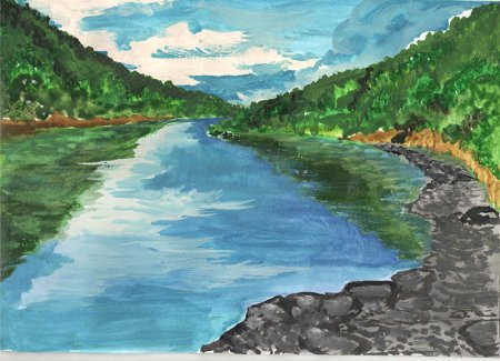 Река Енисей рисунок
