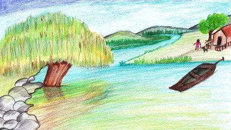 Рисунок Волги реки детский
