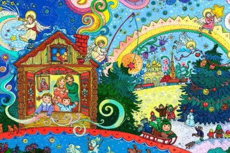 Рисунок зима красками
