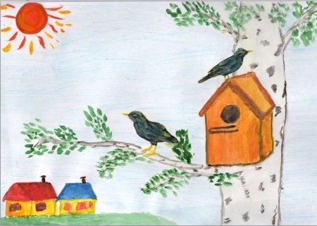 Рисование зимующие птицы