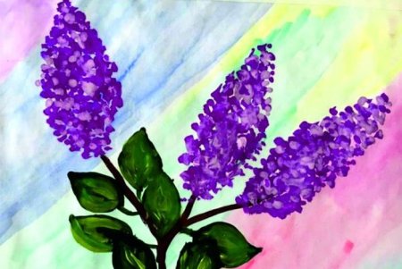 Ветка сирени рисование