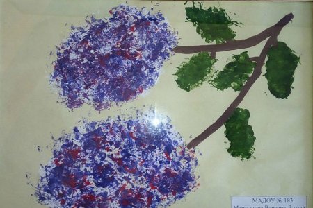 Ветка сирени рисование мятой бумагой