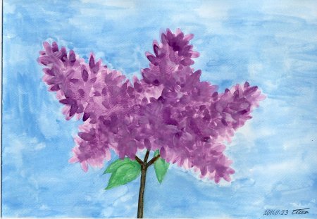 Веточка сирени для рисования