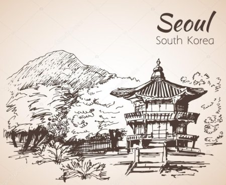 Южная Корея дворец кёнбоккун в Сеуле вектор