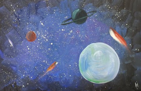 Космос красками для детей