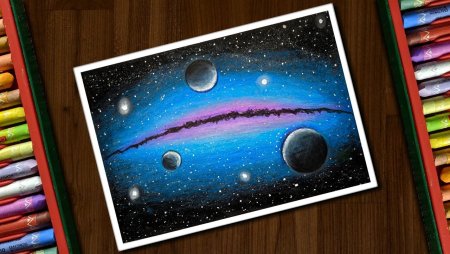Космос цветными карандашами