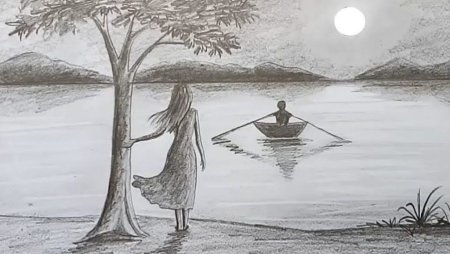 Вечер рисунок карандашом