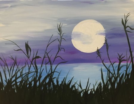 Рисование лунный пейзаж