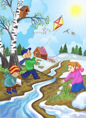 Весенний пейзаж для дошкольников