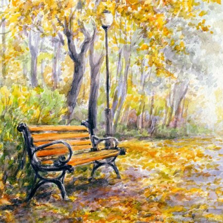 Рисование осенний парк
