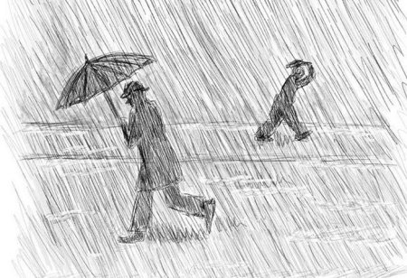 Дождь рисунок карандашом