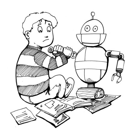 Робототехника черно белая