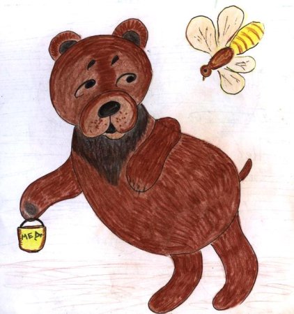 Рисование медведь и пчелы