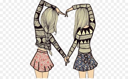 Рисунки для срисовки две подруги