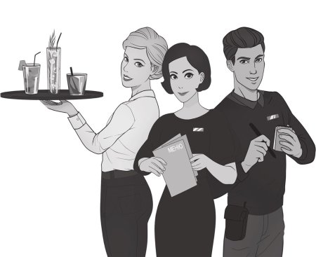 Официант иллюстрация