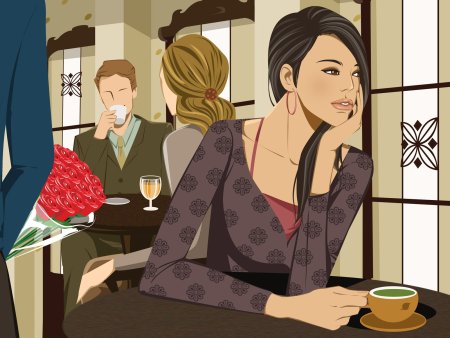 Женщина за столиком