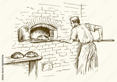 Нарисовать хлеб в печи