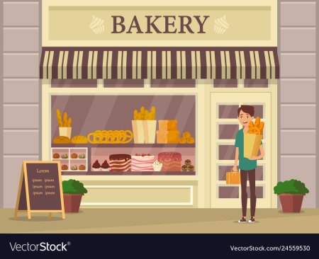 Витрина магазина пекарни рисунок