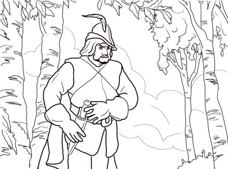 Раскраска Иван Сусанин в лесу