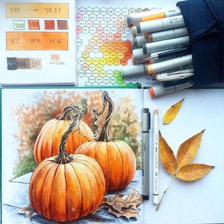 Тыква скетчинг маркерами