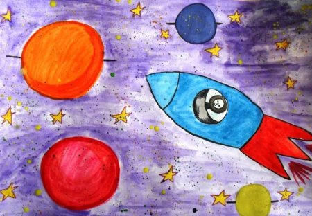 Детский рисунок космос