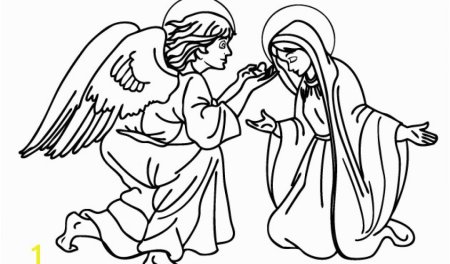 Мария и ангел раскраска