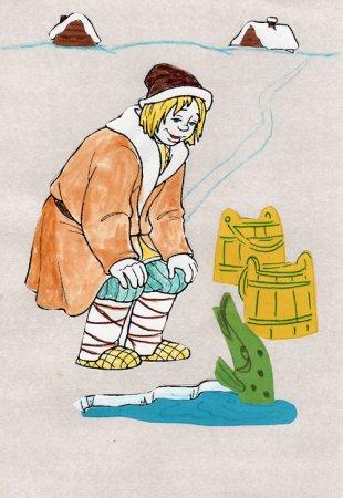 Сказка по щучьему велению раскраска