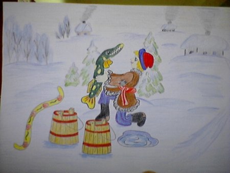 Рисунок Емели из сказки по щучьему велению