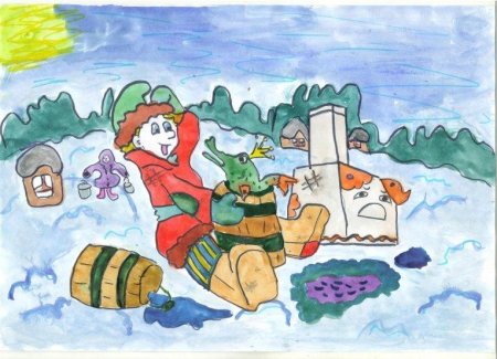 По щучьему велению Емеля на печи