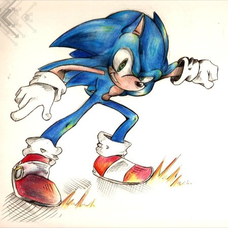 Соник цветными карандашами