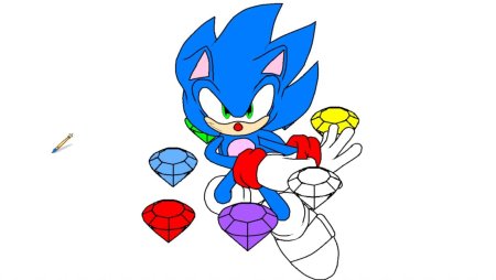 Соник раскраска цветная