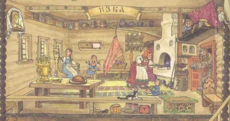 Изба внутри рисунок